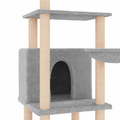 vidaXL Cat Tree with Sisal Scratching Posts Light Grey 132 cm 6