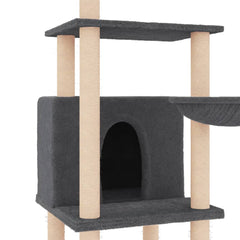 vidaXL Cat Tree with Sisal Scratching Posts Dark Grey 132 cm 6