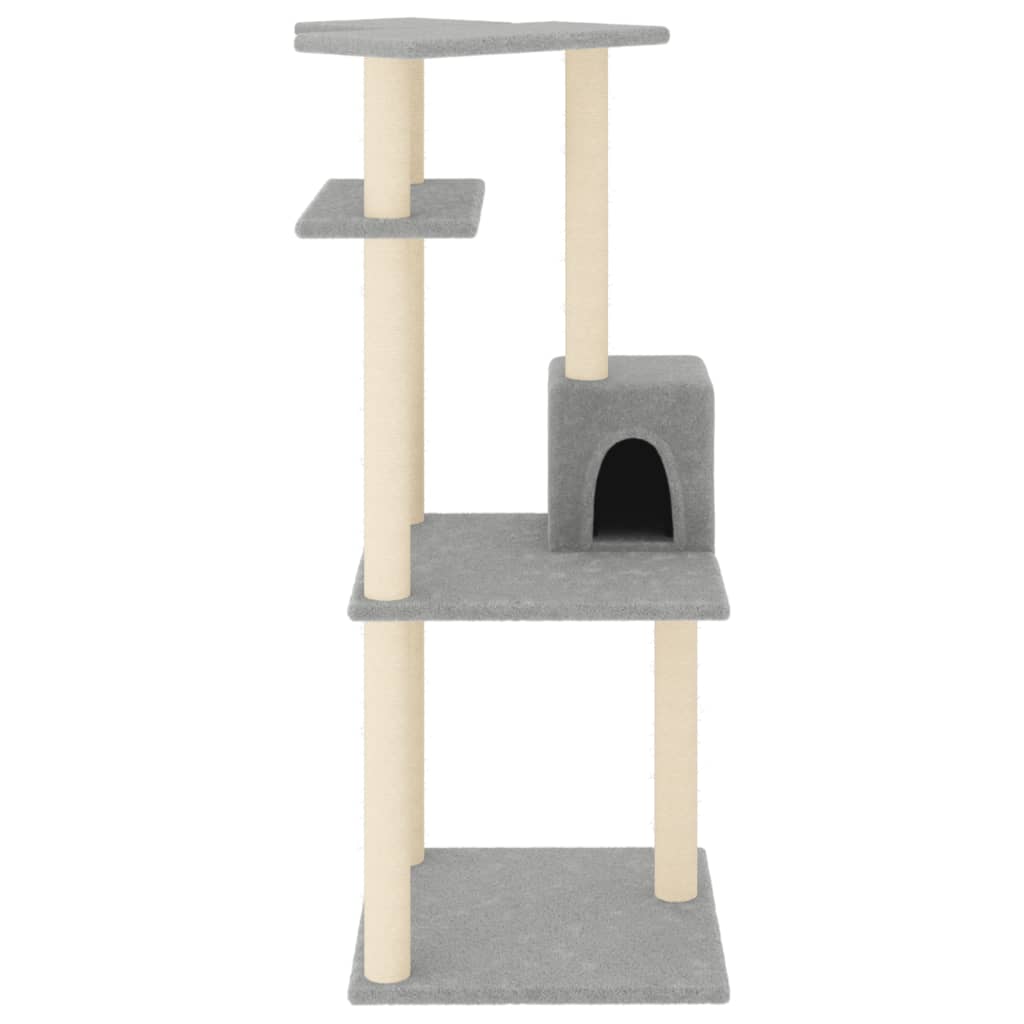 vidaXL Cat Tree with Sisal Scratching Posts Light Grey 123 cm 3