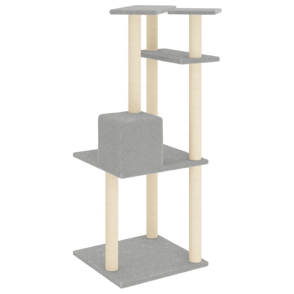 vidaXL Cat Tree with Sisal Scratching Posts Light Grey 123 cm 5