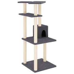 vidaXL Cat Tree with Sisal Scratching Posts Dark Grey 123 cm 2