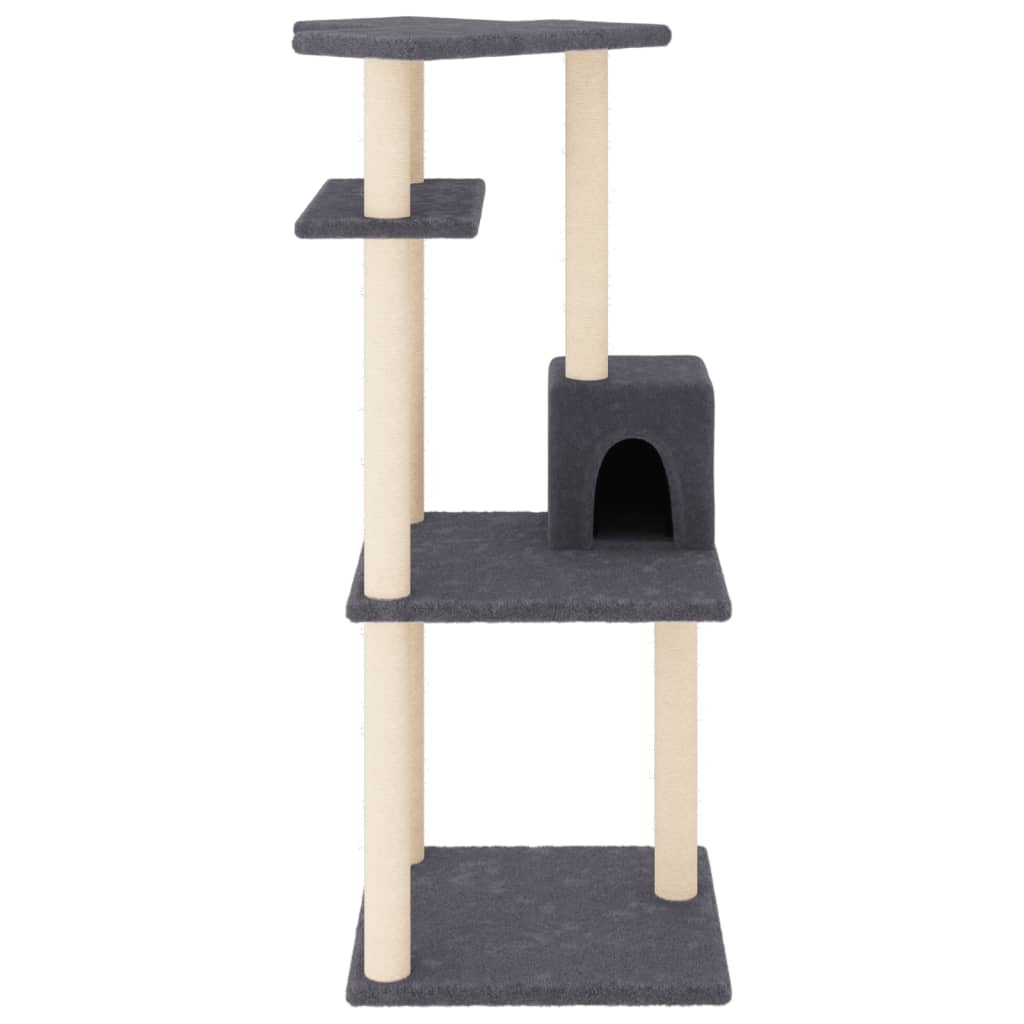 vidaXL Cat Tree with Sisal Scratching Posts Dark Grey 123 cm 3