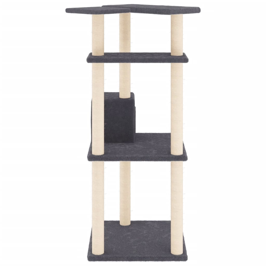 vidaXL Cat Tree with Sisal Scratching Posts Dark Grey 123 cm 4