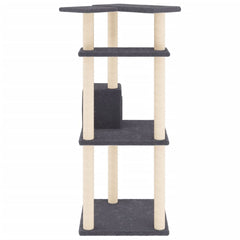 vidaXL Cat Tree with Sisal Scratching Posts Dark Grey 123 cm 4