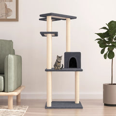 vidaXL Cat Tree with Sisal Scratching Posts Dark Grey 123 cm 1