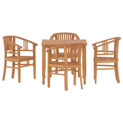 5 Piece Garden Dining Set Solid Wood Teak