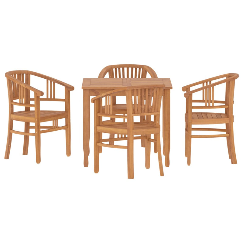 5 Piece Garden Dining Set Solid Wood Teak