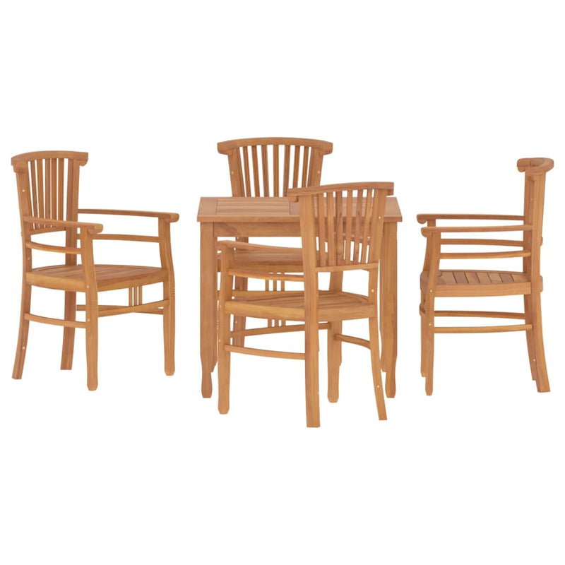 5 Piece Garden Dining Set Solid Wood Teak