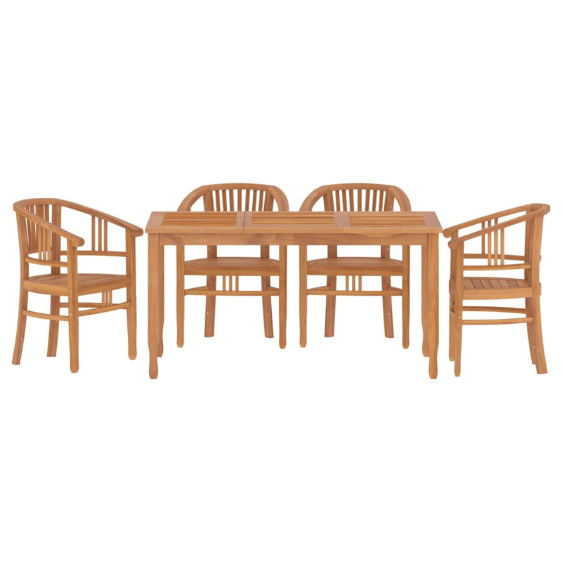 5 Piece Garden Dining Set Solid Wood Teak