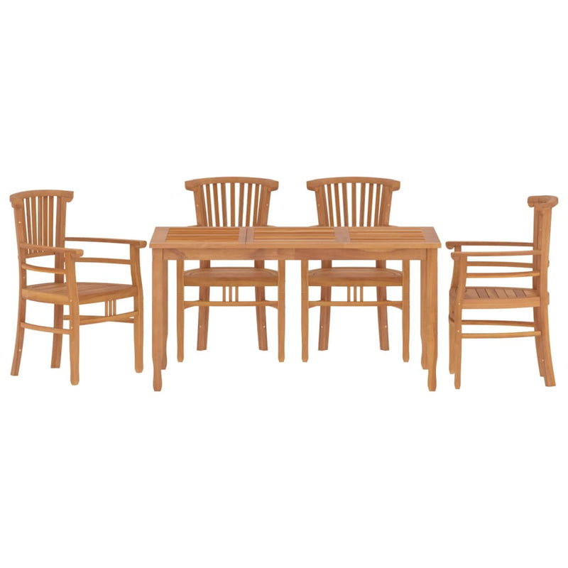 5 Piece Garden Dining Set Solid Wood Teak