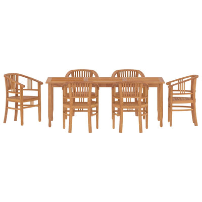 7 Piece Garden Dining Set Solid Wood Teak