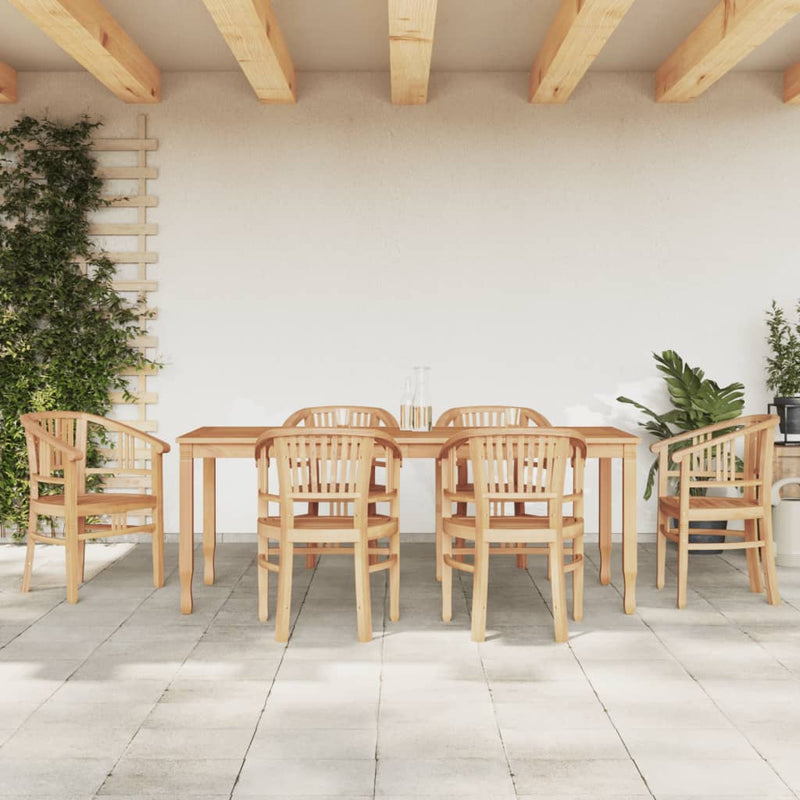 7 Piece Garden Dining Set Solid Wood Teak