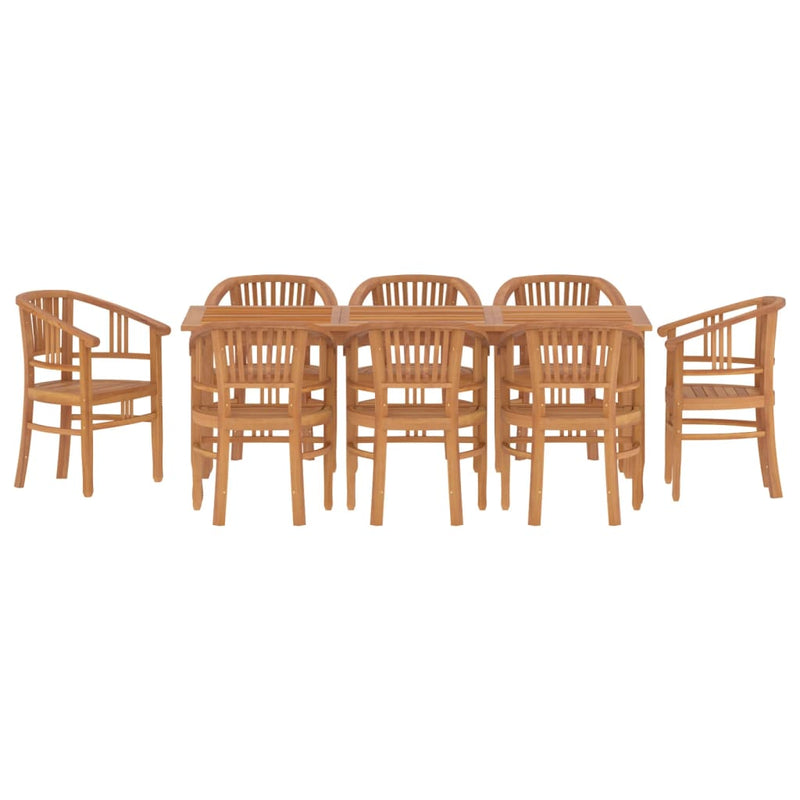 9 Piece Garden Dining Set Solid Wood Teak