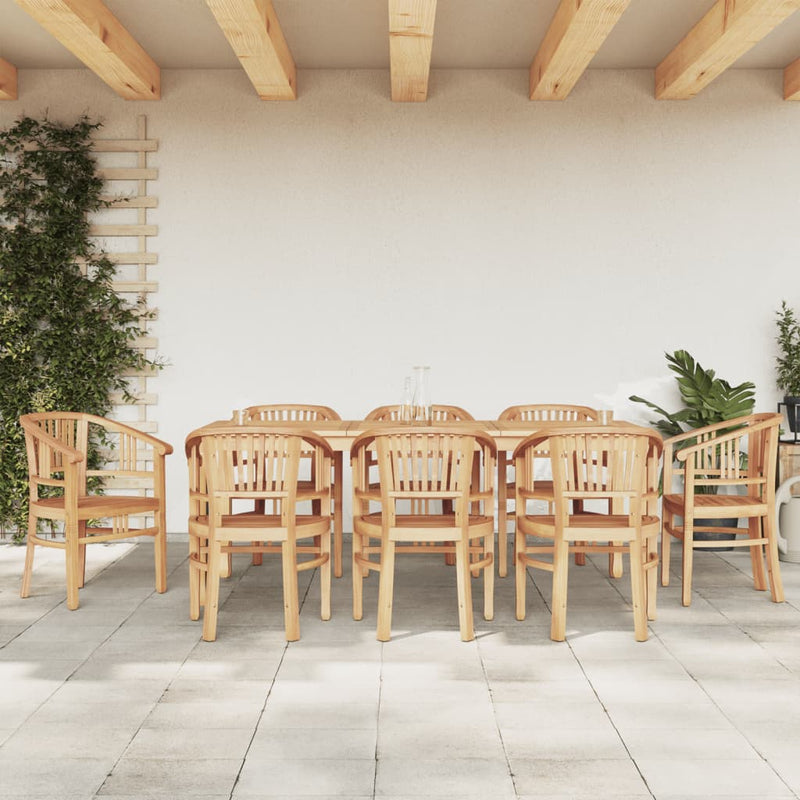 9 Piece Garden Dining Set Solid Wood Teak