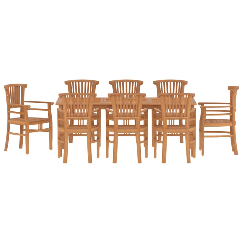 9 Piece Garden Dining Set Solid Wood Teak