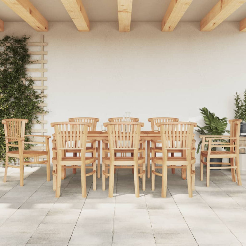 9 Piece Garden Dining Set Solid Wood Teak