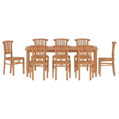 9 Piece Garden Dining Set Solid Wood Teak