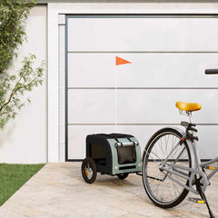 vidaXL Pet Bike Trailer Grey and Black Oxford Fabric and Iron 1