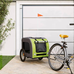vidaXL Pet Bike Trailer Green and Grey Oxford Fabric&Iron 1