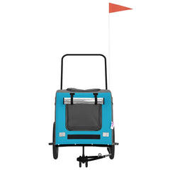 vidaXL Pet Bike Trailer Blue and Grey Oxford Fabric and Iron 4