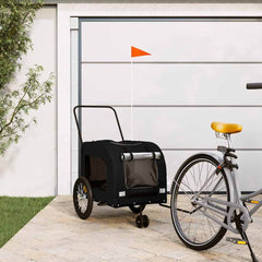 vidaXL Pet Bike Trailer Black Oxford Fabric and Iron 1