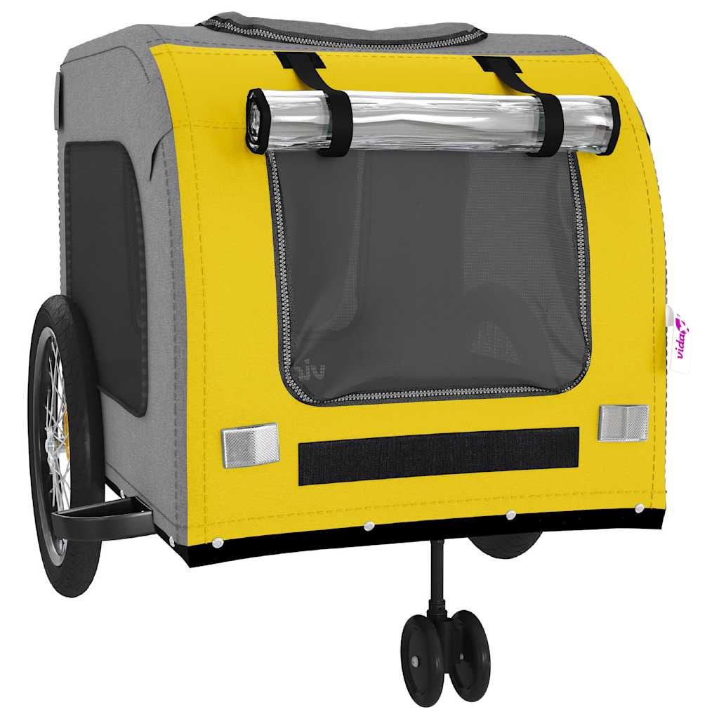 Pet Bike Trailer and Grey Oxford Fabric and Iron Width 68 cm Yellow