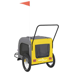 Pet Bike Trailer and Grey Oxford Fabric and Iron Width 68 cm Yellow
