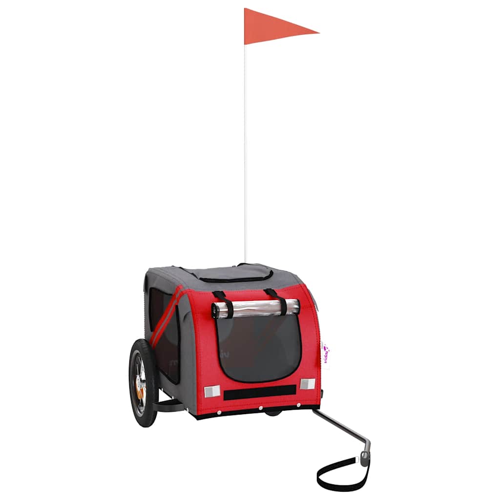 vidaXL Pet Bike Trailer Red and Grey Oxford Fabric and Iron 2