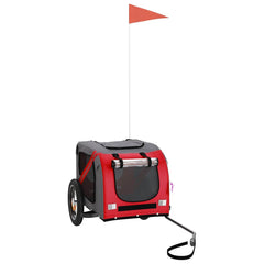 vidaXL Pet Bike Trailer Red and Grey Oxford Fabric and Iron 2