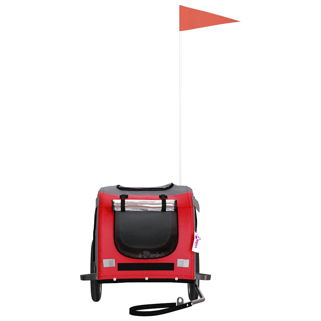 vidaXL Pet Bike Trailer Red and Grey Oxford Fabric and Iron 4