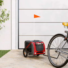 vidaXL Pet Bike Trailer Red and Grey Oxford Fabric and Iron 1