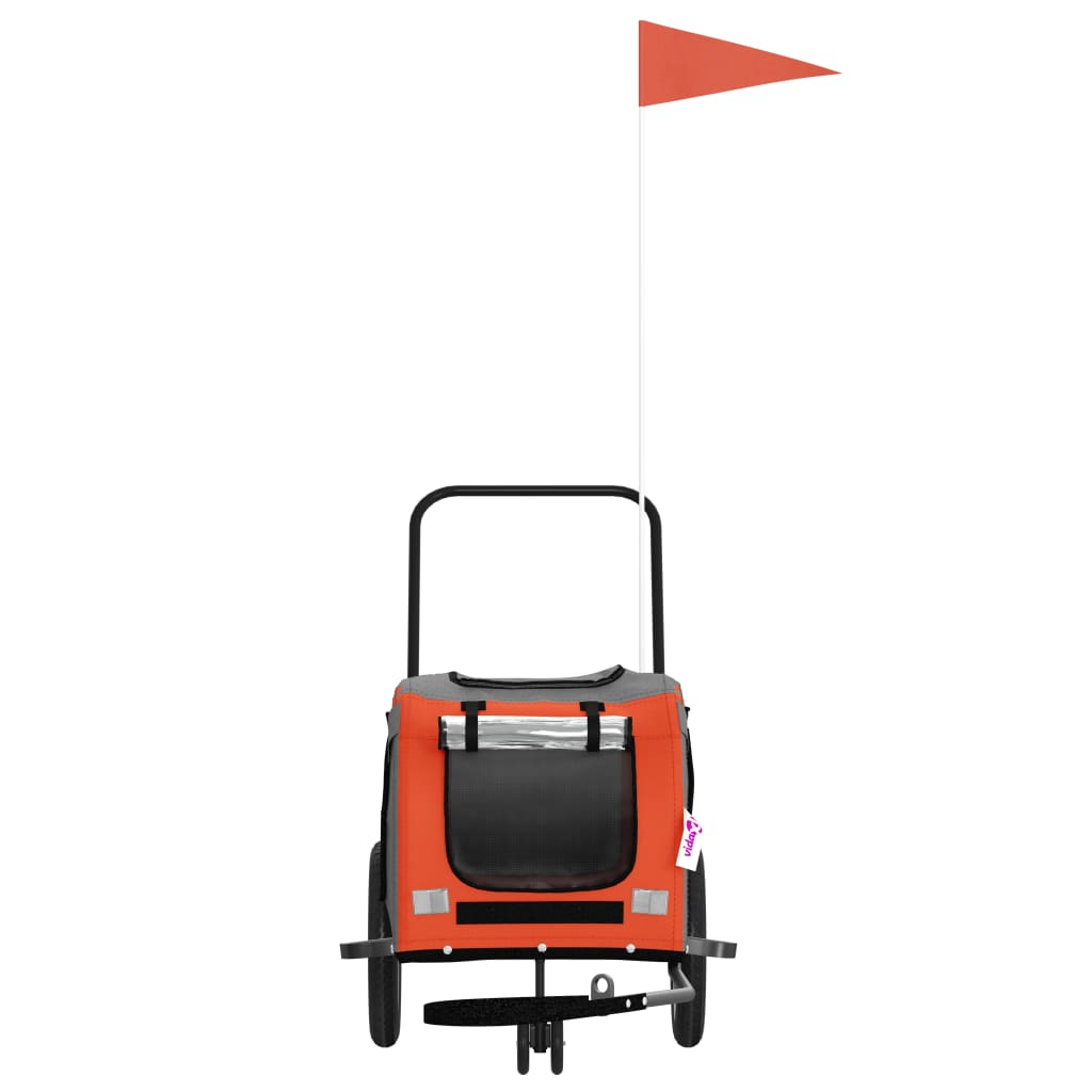 vidaXL Pet Bike Trailer Orange and Black Oxford Fabric and Iron 4