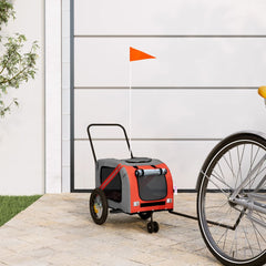 vidaXL Pet Bike Trailer Orange and Black Oxford Fabric and Iron 1