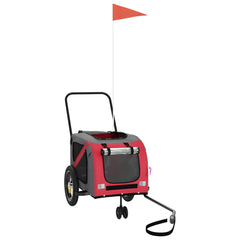 vidaXL Pet Bike Trailer Red and Black Oxford Fabric and Iron 3