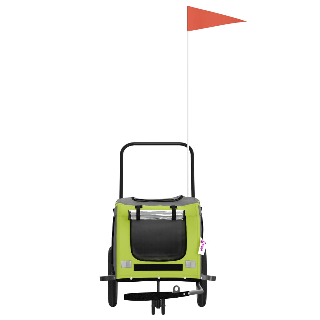 vidaXL Pet Bike Trailer Green and Black Oxford Fabric and Iron 4