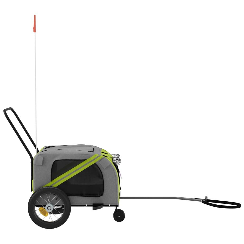vidaXL Pet Bike Trailer Green and Black Oxford Fabric and Iron 6