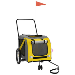 vidaXL Pet Bike Trailer Yellow and Grey Oxford Fabric and Iron 3