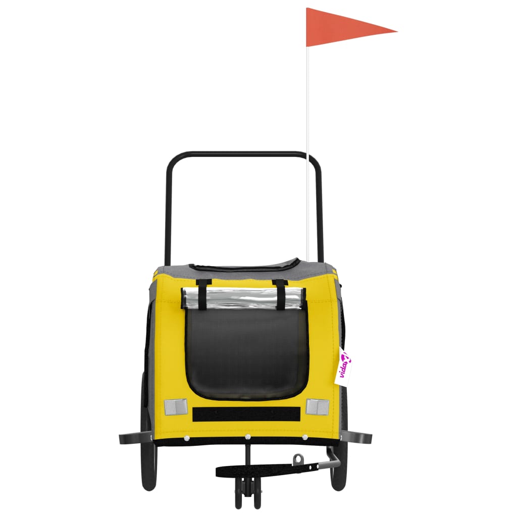 vidaXL Pet Bike Trailer Yellow and Grey Oxford Fabric and Iron 4