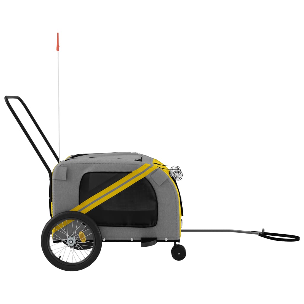 vidaXL Pet Bike Trailer Yellow and Grey Oxford Fabric and Iron 6
