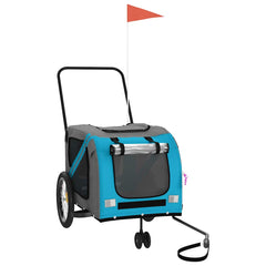 vidaXL Pet Bike Trailer | Blue and Grey | Oxford fabric, Iron, PVC | Large 2