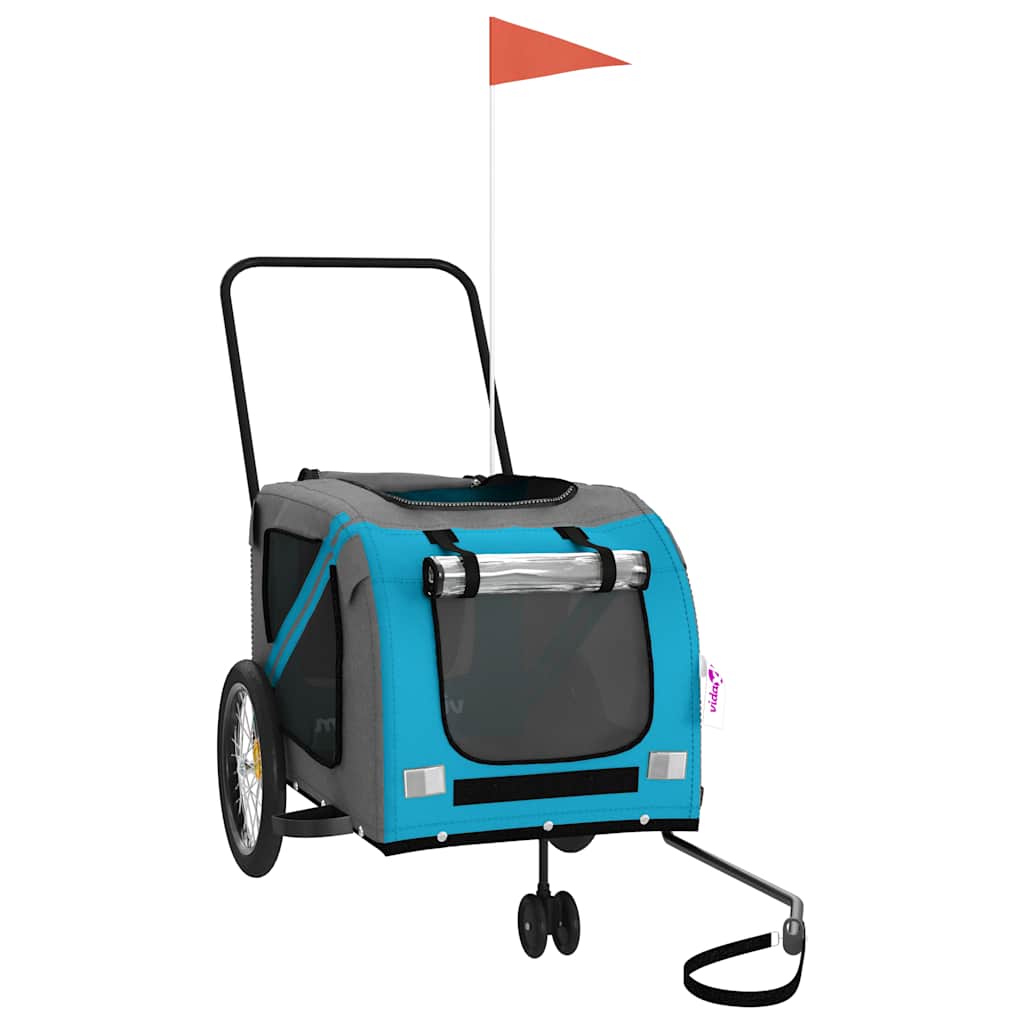 vidaXL Pet Bike Trailer | Blue and Grey | Oxford fabric, Iron, PVC | Large 3