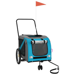 vidaXL Pet Bike Trailer | Blue and Grey | Oxford fabric, Iron, PVC | Large 3