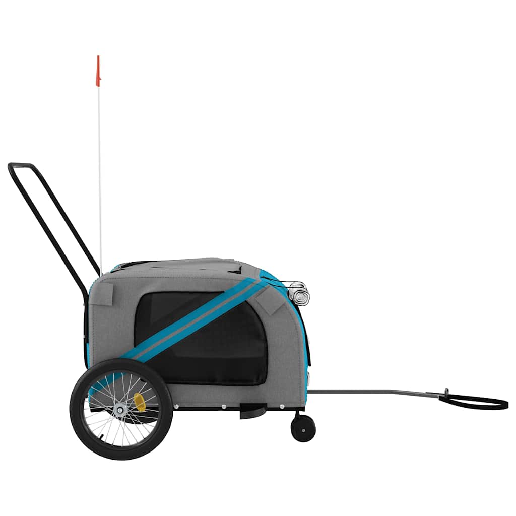 vidaXL Pet Bike Trailer | Blue and Grey | Oxford fabric, Iron, PVC | Large 6
