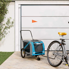 vidaXL Pet Bike Trailer | Blue and Grey | Oxford fabric, Iron, PVC | Large 1