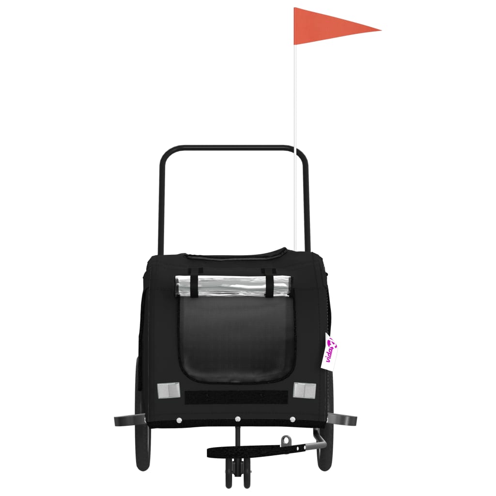 vidaXL Pet Bike Trailer Black Oxford Fabric and Iron 4