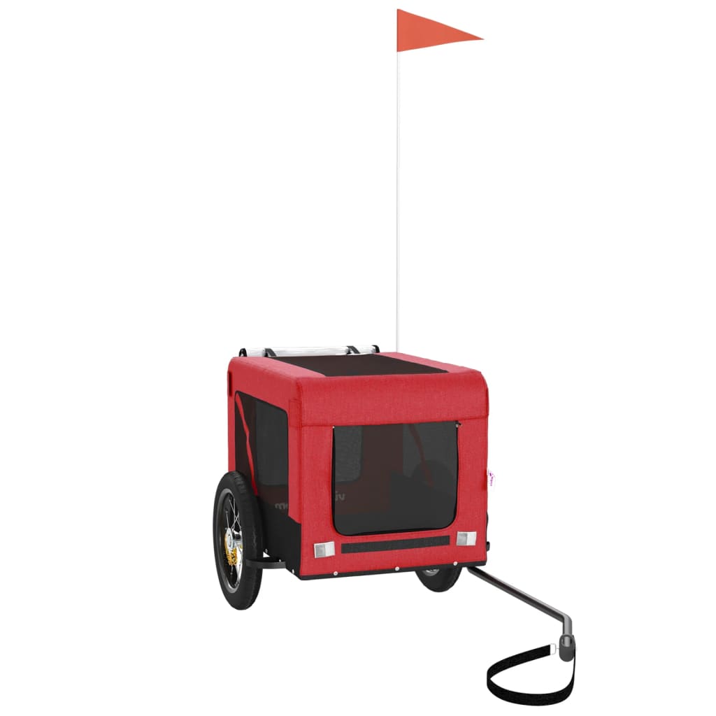 vidaXL Pet Bike Trailer Red and Black Oxford Fabric&Iron 2