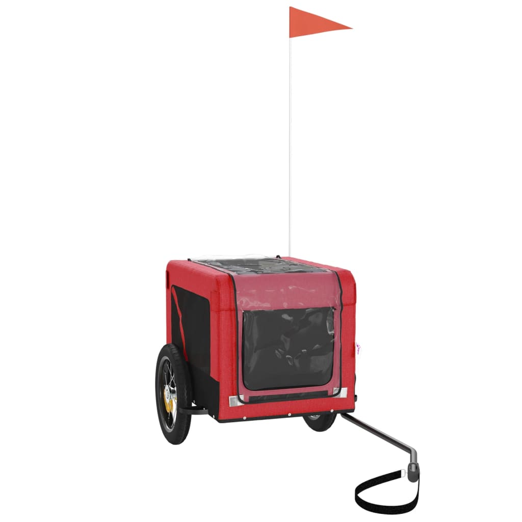 vidaXL Pet Bike Trailer Red and Black Oxford Fabric&Iron 4