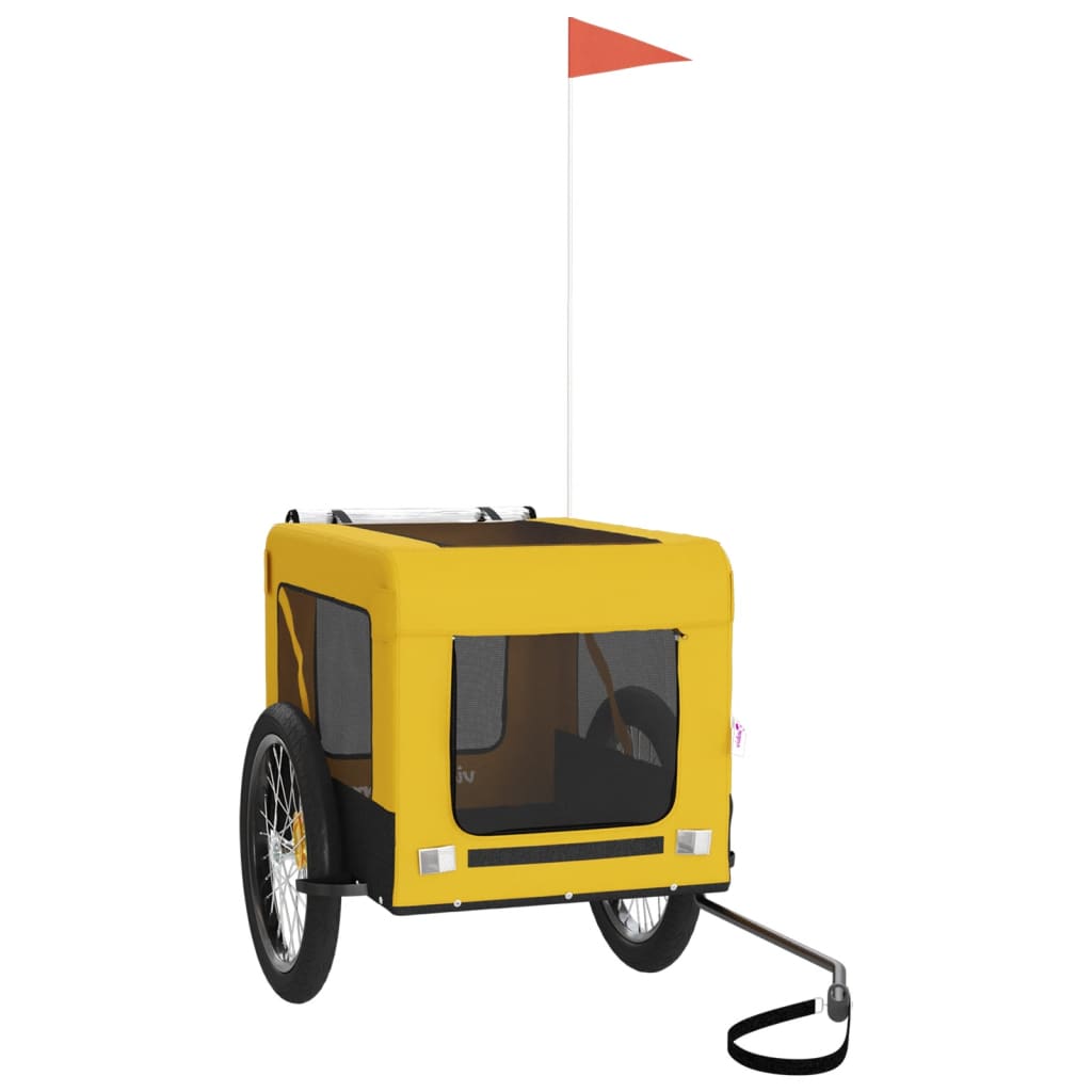 Pet Bike Trailer and Black Oxford Fabric and Iron Height 73.5 cm Yellow 68.5 cm 135 cm