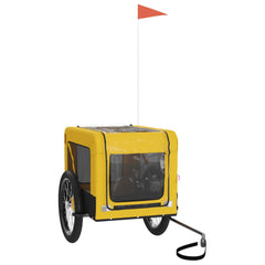 Pet Bike Trailer and Black Oxford Fabric and Iron Height 73.5 cm Yellow 68.5 cm 135 cm