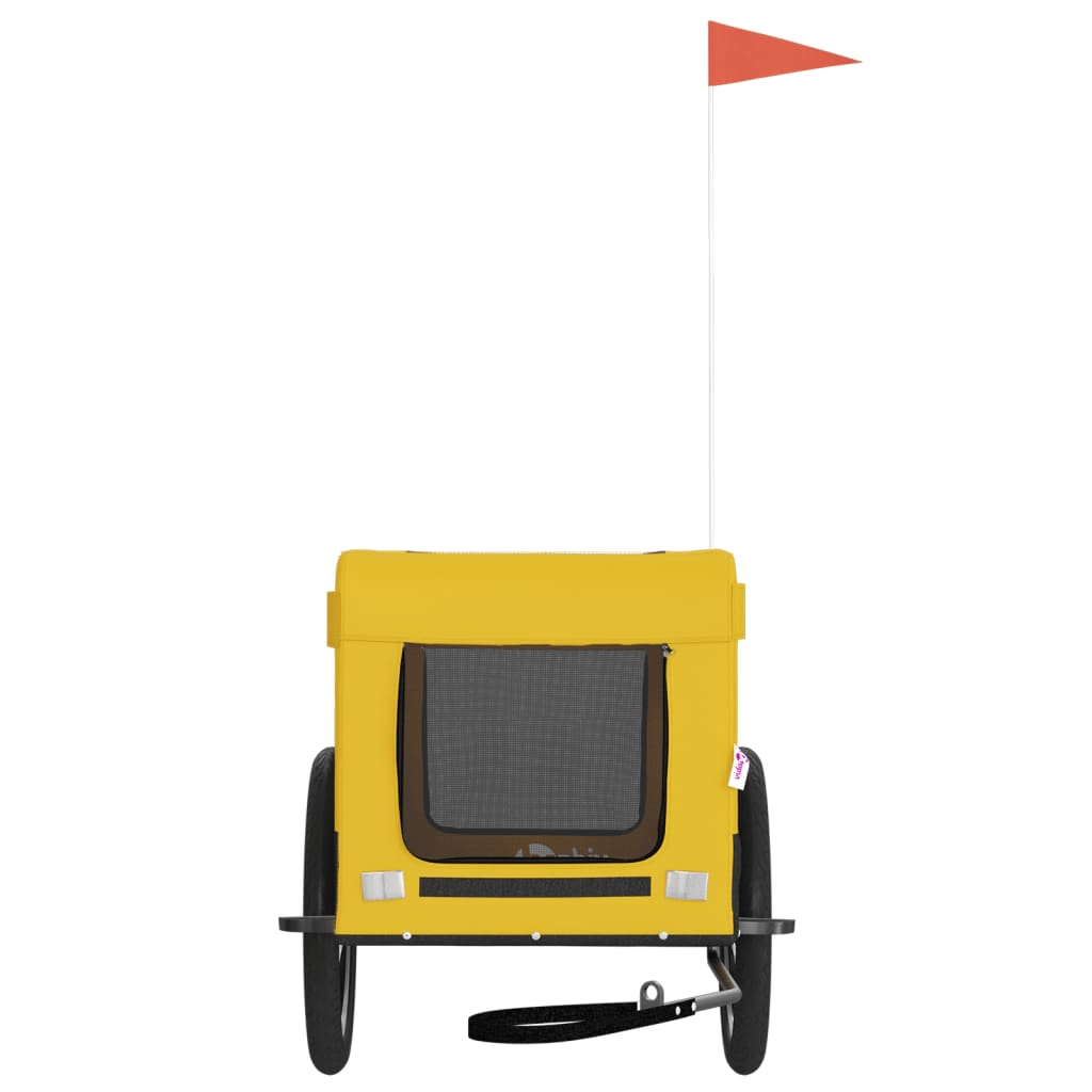 vidaXL Pet Bike Trailer Yellow and Black Oxford Fabric&Iron 5